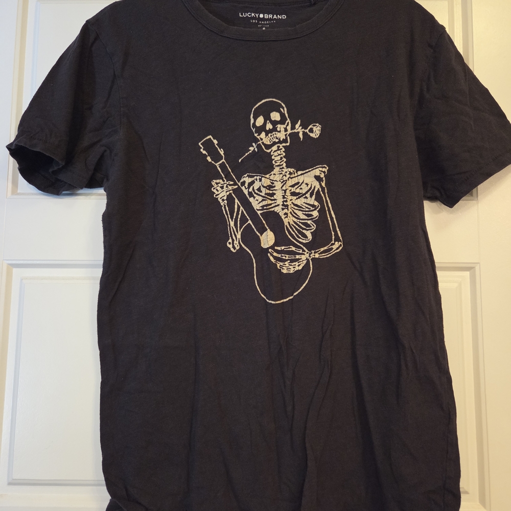 Lucky Brand Charcoal Skeleton Guitar Tee